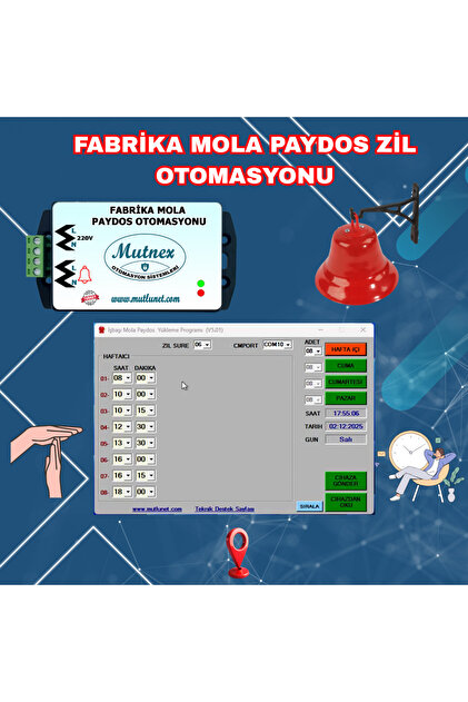 MutNex V3 Fabrika Mola Paydos Zil Otomasyonu Kampana Dahil