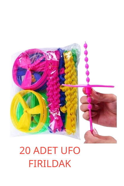Nostaljik Oyuncak Uçan Daire - Ufo Pervane - Fırıldak - Karne Hediyesi - Florasan Renkli - 20 Adet