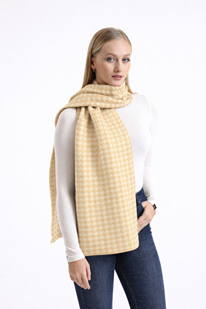 Houndstooth Patterned Double-Sided Knit Scarf - Unisex Knit Scarf