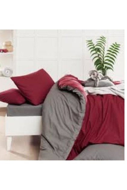 Mertim Cotton Ranforce Single Size 160X220 Double-Sided Duvet Cover Quilt Cover Burgundy-Gray