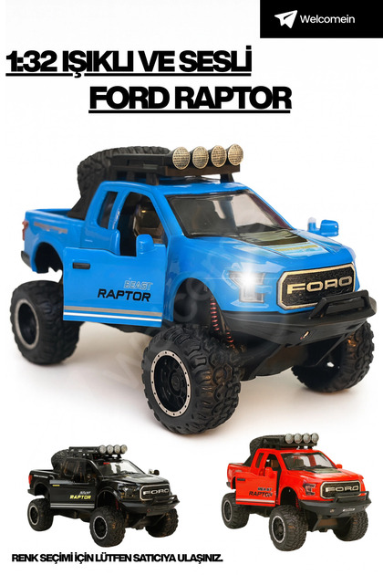 welcomein Ford Raptor 1:32 Sürtmeli Off-Road Oyuncak Araba Işıklı