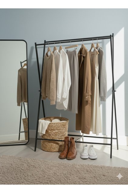 Minimal Home Konfeksiyon askısı Ayaklı Askılık X-Elite Metal Askılık Gardırop