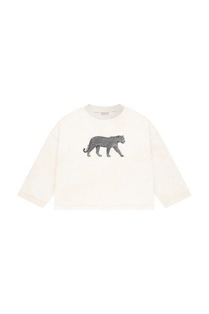 Cheetah Baskılı Uzun Kollu Basic T-Shirt