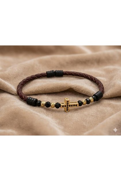 Bratara De Lux Din Piele De Piton Si Bilute Placate Cu Aur 14k