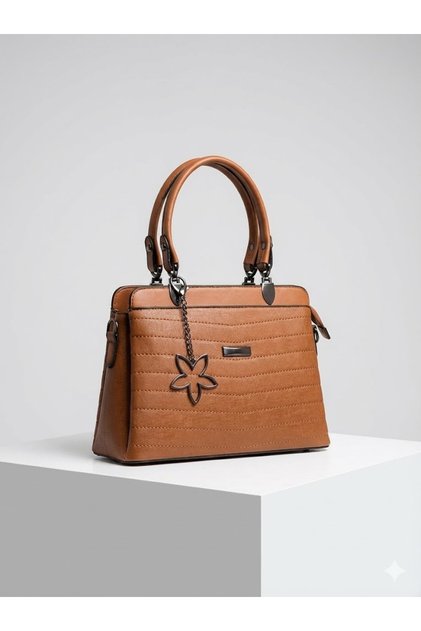 Tan Quilted Handbag with Star Accessories