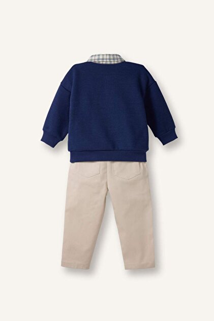 Defacto Selanik Kumaş 2'li Takım Polo Yaka Sweatshirt Pantolon