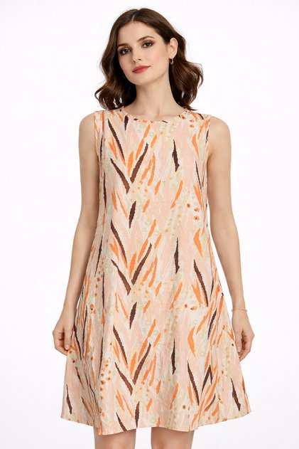 Women's Patterned Sleeveless Loose Dress – Summer Comfortable Cut -