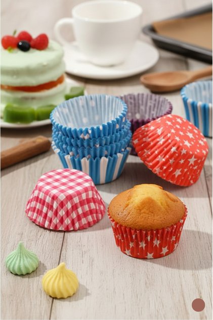 3 Adet Muffin Cupcake Kağıdı, Renkli Kağıt Muffin Kek Kalıbı Desenli