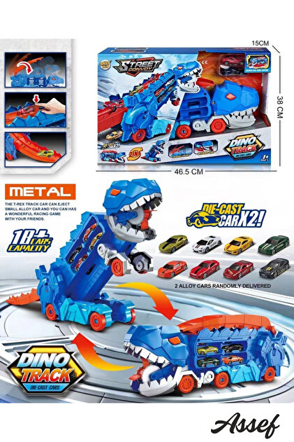 assef Dino Track 2 in 1 Araba Yutan Katlanabilir Ultimate T-Rex