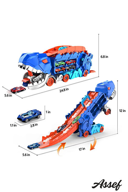 assef Dino Track 2 in 1 Araba Yutan Katlanabilir Ultimate T-Rex