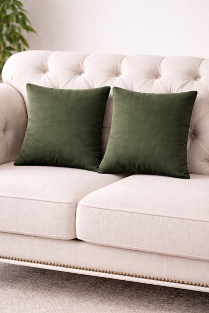 2-Piece Velvet Single-Sided Throw Pillow Cover 43X43 cm Decorative Plain Simple Double Square Pillowcase