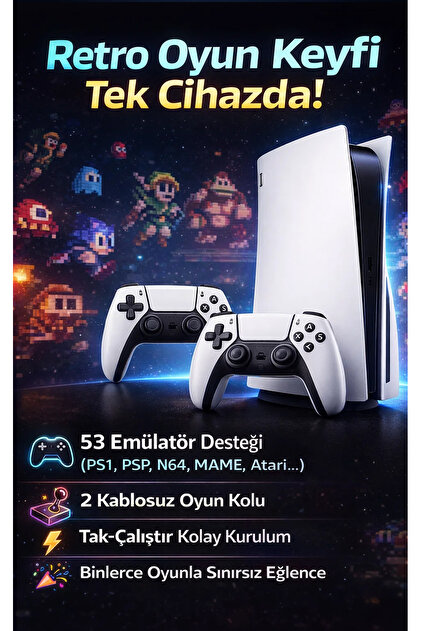 FaroxTech Ultra Retro Oyun Konsolu - 53 Emülatörlü, 2 Kablosuz