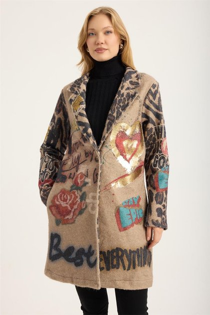 Rose+Heart Written Stamp Coat