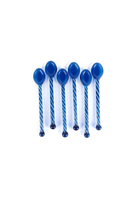 6-Piece Blue Glass Teaspoon Set