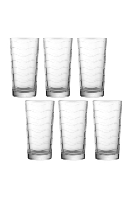 Set de 6 pahare Kyma, model Wave, pahar cu apă fără picior, sticlă rezistentă la căldură, 245 ml
