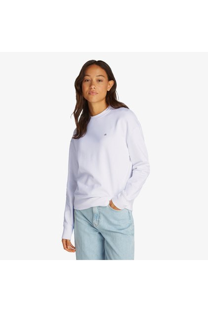 Ck Emb Regular Terry Sweatshirt Kadın Beyaz Sweatshirt
