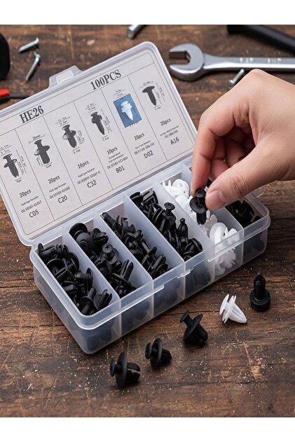 Özasya AVM 6 Boyutu 100 Adet Oto Fastener Klips Tampon Kapı