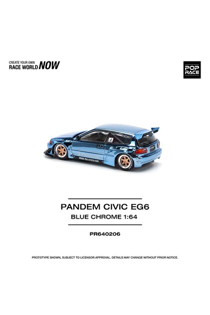 pop race 1 POP RACE Pandem Honda Civic EG6 Blue Chrome 1:64