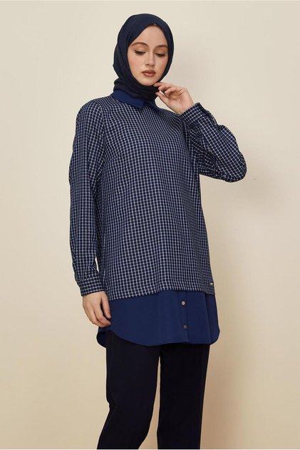 Checked Shirt Collar Tunic 46250