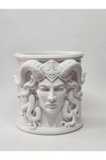 Medusa Bust Design Decorative Pen Holder - Ancient Greek Mythological Desktop Organizer & Brush Holder