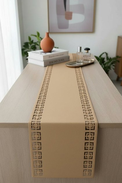 Ekol Series Faux Leather Runner & Console / 25X130Cm - Sand Beige