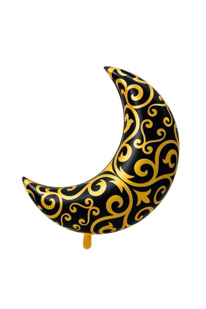 Patterned Ramadan Crescent Moon Shaped Foil Balloon 1 Piece