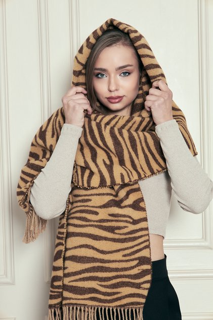 Luxury French Zebra Patterned Winter Shawl