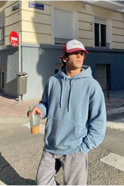 Men's 3 Thread Sh Fleece-Lined K Hooded Blue Kangaroo Sweatshirt Ls-89009