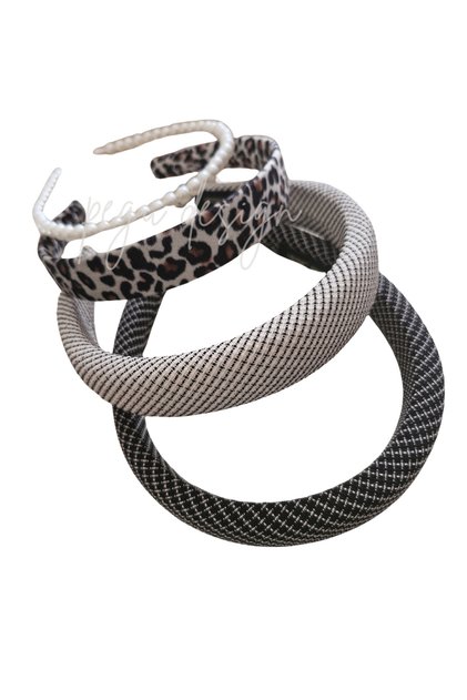 Set of 4 Striped Padded Crown and Leopard Velvet Crown, Pearl Crown Set