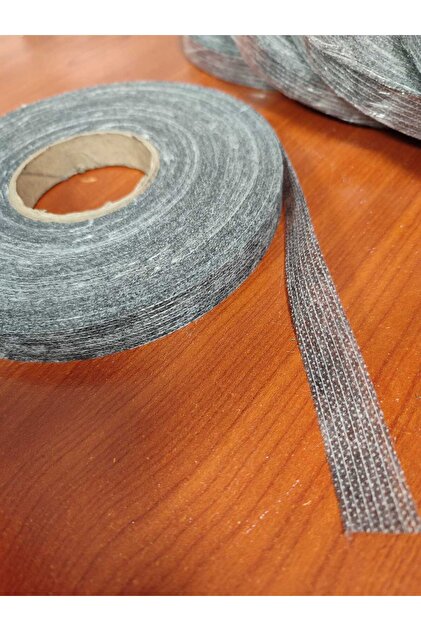 Şerit İpli Kağıt Tela eni 1,5 cm – Antrasit Tek Taraflı Yapışkanlı İpli Biye Tela 100 Metre