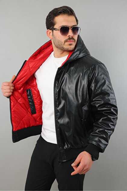 Men's Winter Reversible Faux Leather Coat