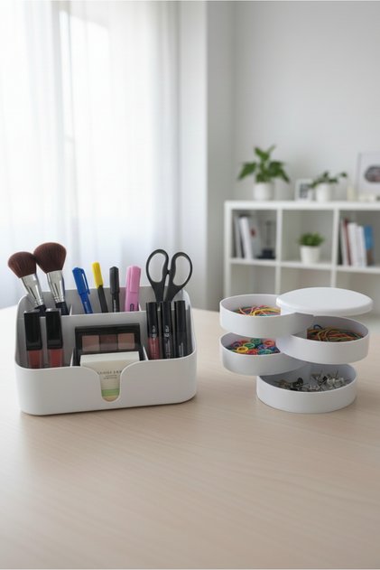 Olivia and Jelewry 2-Pack Makeup and Jewelry Organizer Desktop Organizer