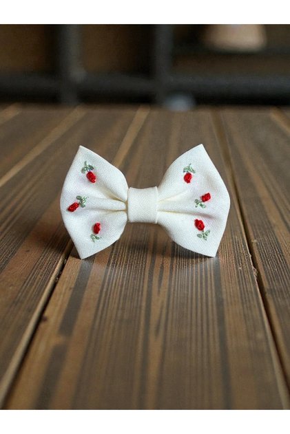 Red Embroidered Hairless Doll Barrette