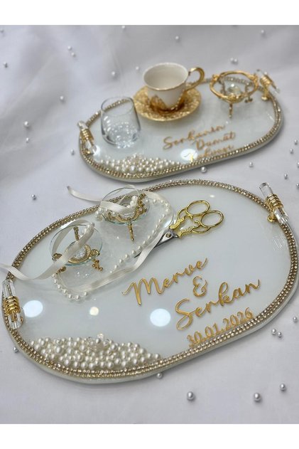 Pırlanta Model Nişan Tepsisi Söz Tepsisi Kız Isteme Tepsisi Makas Yüzüklük Damat Kahvesi Gold