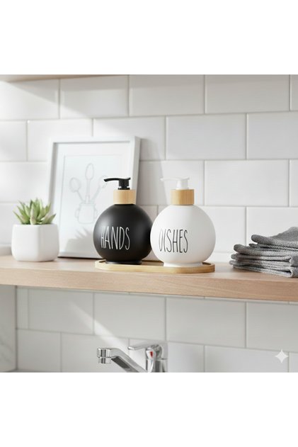 3-piece bath accessories set with wooden stand