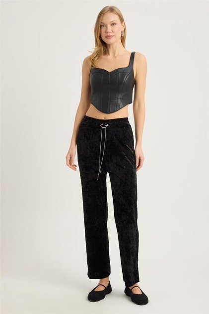 Crinkled Velvet Pants