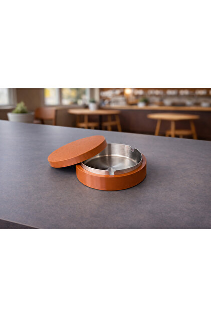 Paslanmaz Çelik Kül Tablası 10 Cm-Modern Tasarım-Sert Plastik-Koku, Duman Tutucu-Ev&Ofis&Cafe&Bar