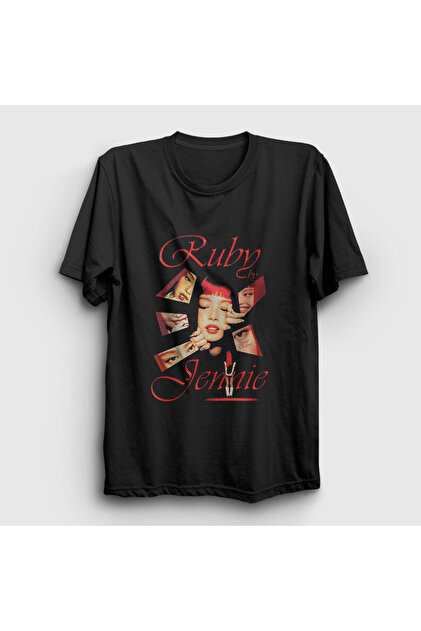 Presmono Unisex Siyah Ruby Jennie K Pop Blackpink T-Shirt 587658tt