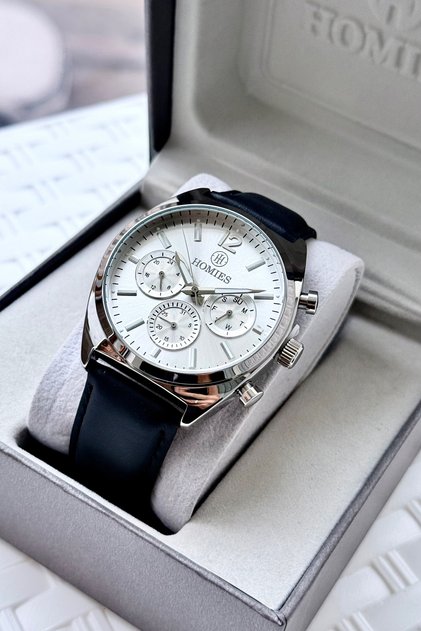 Men's Wristwatch with Leather Strap, All Functions Work, Comes with Box and Bracelet as Gift.Hmd2834