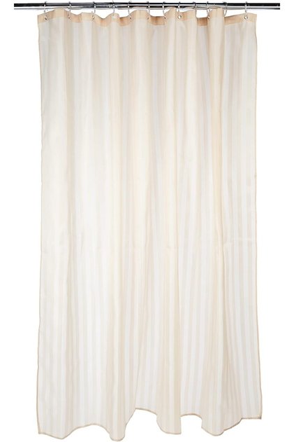 Beige Shower Curtain 180cm Large - Waterproof Polyester, Mould Resistant with 12 Hooks
