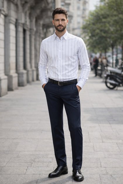 Slim Fit Lycra Pocketless Striped Pattern Men's Shirt