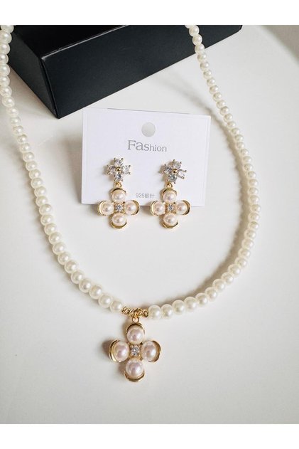 Pearl Necklace Earrings Evening Dress Valentine's Mother's Day Bridal Pearl Set