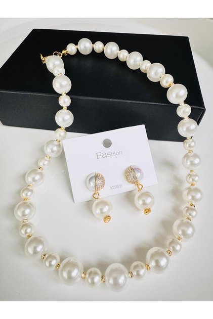 Pearl Necklace Earrings Evening Dress Valentine's Mother's Day Bridal Pearl Set