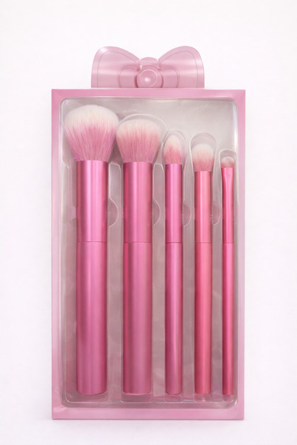 5'li Makyaj Fırçası Seti (KARMA RENK)(Allık-Kapatıcı-Fondöten-Far-Kaş/Kirpik) - Makeup Brush Set