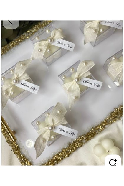 10 Pieces of Mica Box Bubble Candles # Word # Engagement # Gift Candle # White