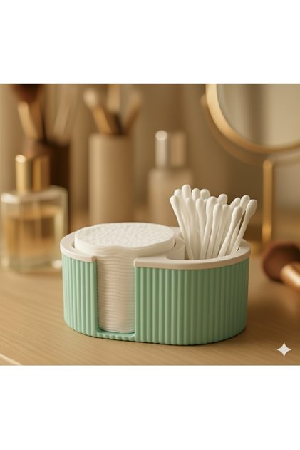 Wooden Look Cotton and Swab Organizer – Stylish Vanity Table Organizer
