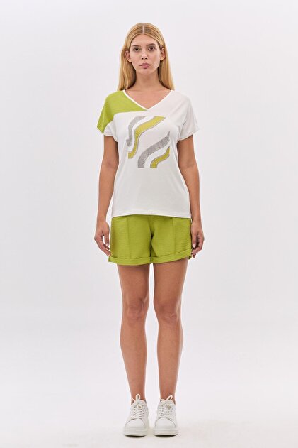 Bsn stoned v-neck t-shirt