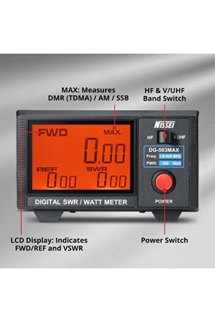 GÜMRÜK BEY NISSEI DG-503 / DG-503MAX Dijital SWR Ölçer – HF/VHF