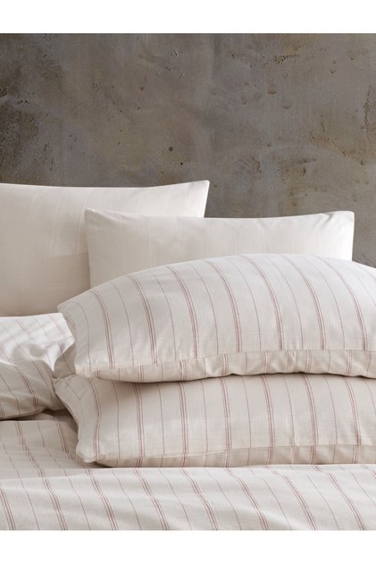 Puretouch Yarn-Dyed Natural Slub Duvet Cover Set Double Size 100% Cotton