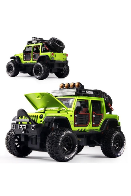 いっちゃページ craftivio 1:24 Ölçek Metal Off-Road Jeep Yeşil - Sesli Işıklı Çek